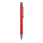 Bolígrafo de aluminio con tacto suave, cuerpo esbelto y tinta negra color rojo quinta vista