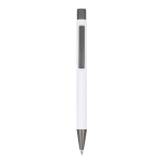 Bolígrafo de aluminio con tacto suave, cuerpo esbelto y tinta negra color blanco segunda vista