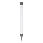 Bolígrafo de aluminio con tacto suave, cuerpo esbelto y tinta negra color blanco cuarta vista