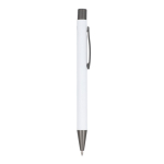 Bolígrafo de aluminio con tacto suave, cuerpo esbelto y tinta negra color blanco quinta vista