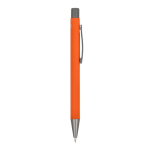 Bolígrafo de aluminio con tacto suave, cuerpo esbelto y tinta negra color naranja quinta vista