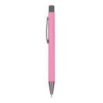 Bolígrafo de aluminio con tacto suave, cuerpo esbelto y tinta negra color rosa tercera vista