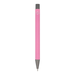 Bolígrafo de aluminio con tacto suave, cuerpo esbelto y tinta negra color rosa cuarta vista