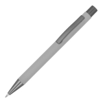 Bolígrafo de aluminio con tacto suave, cuerpo esbelto y tinta negra color gris claro