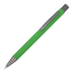Bolígrafo de aluminio con tacto suave, cuerpo esbelto y tinta negra color verde lima