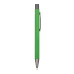 Bolígrafo de aluminio con tacto suave, cuerpo esbelto y tinta negra color verde lima quinta vista