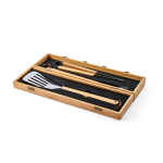Set de barbacoa en caja de bambú con utensilios para parrilla color natural segunda vista
