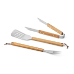 Set de barbacoa en caja de bambú con utensilios para parrilla color natural tercera vista