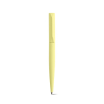 Bolígrafo de aluminio reciclado giratorio con escritura negra color amarillo segunda vista