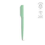 Bolígrafo de aluminio reciclado giratorio con escritura negra color verde pastel