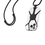Lanyard de nailon ajustable hasta 150cm para colgar el móvil color negro segunda vista