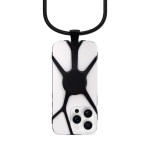 Lanyard de nailon ajustable hasta 150cm para colgar el móvil color negro segunda vista frontal