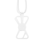 Lanyard de nailon ajustable hasta 150cm para colgar el móvil color blanco vista trasera