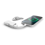 Cargador portátil llavero de plástico reciclado ultracompacto 1.000mAh color blanco quinta vista