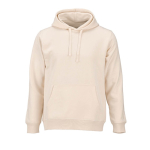 Sudadera de algodón orgánico unisex con capucha 300g/m² color beige vista frontal