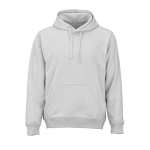 Sudadera de algodón orgánico unisex con capucha 300g/m² color gris claro vista frontal