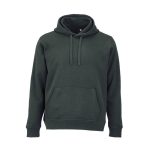 Sudadera de algodón orgánico unisex con capucha 300g/m² color verde oscuro vista frontal