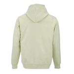 Sudadera de algodón orgánico unisex con capucha 300g/m² color verde pastel vista trasera