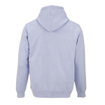 Sudadera de algodón orgánico unisex con capucha 300g/m² color azul pastel vista trasera