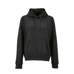 Sudadera de algodón orgánico para mujer con capucha 300g/m² Bondi color negro vista frontal