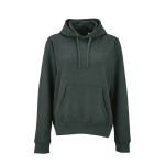 Sudadera de algodón orgánico para mujer con capucha 300g/m² Bondi color verde oscuro vista frontal