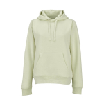 Sudadera de algodón orgánico para mujer con capucha 300g/m² Bondi color verde pastel vista frontal