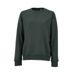 Sudadera de algodón orgánico de mujer cuello redondo 300g/m² Waikiki color verde oscuro vista frontal