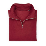 Sudadera de algodón orgánico unisex con cremallera 1/4 340g/m² Malibu color burdeos segunda vista frontal