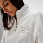 Sudadera de algodón orgánico unisex con cremallera 1/4 340g/m² Malibu color blanco segunda vista de ambiente