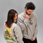 Sudadera de algodón orgánico unisex con cremallera 1/4 340g/m² Malibu color gris jaspeado