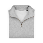 Sudadera de algodón orgánico unisex con cremallera 1/4 340g/m² Malibu color gris jaspeado segunda vista frontal