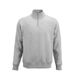 Sudadera de algodón orgánico unisex con cremallera 1/4 340g/m² Malibu color gris jaspeado vista frontal