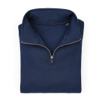Sudadera de algodón orgánico unisex con cremallera 1/4 340g/m² Malibu color azul marino segunda vista frontal