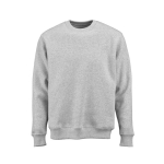 Sudadera de algodón orgánico unisex con cuello redondo 340g/m² Nazaré color gris jaspeado vista frontal