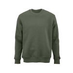 Sudadera de algodón orgánico unisex con cuello redondo 340g/m² Nazaré color verde militar vista frontal