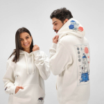 Sudadera de algodón orgánico unisex con capucha 340g/m² Tulum color blanco