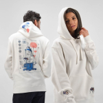 Sudadera de algodón orgánico unisex con capucha 340g/m² Tulum color blanco vista de ambiente