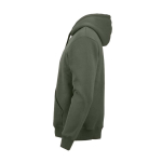 Sudadera de algodón orgánico unisex con capucha 340g/m² Tulum color verde militar tercera vista