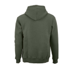 Sudadera de algodón orgánico unisex con capucha 340g/m² Tulum color verde militar vista trasera