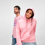 Camiseta de algodón orgánico unisex corte regular 165g/m² Copacabana color rosa vista de ambiente