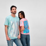 Camiseta de algodón orgánico unisex corte regular 165g/m² Copacabana color verde claro vista de ambiente