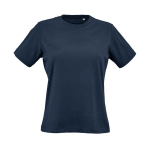 Camiseta de algodón orgánico ring-spun para mujer 165g/m² Copacabana color azul marino vista frontal