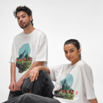 Camiseta de algodón orgánico unisex con corte oversize 240g/m² Paloma color blanco tercera vista de ambiente