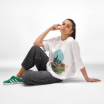 Camiseta de algodón orgánico unisex con corte oversize 240g/m² Paloma color blanco quinta vista