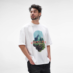 Camiseta de algodón orgánico unisex con corte oversize 240g/m² Paloma color blanco vista de ambiente