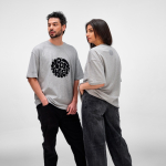 Camiseta de algodón orgánico unisex con corte oversize 240g/m² Paloma color gris jaspeado vista de ambiente