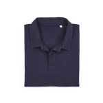 Polo de algodón orgánico unisex de manga corta 160g/m² Ipanema color azul marino segunda vista frontal