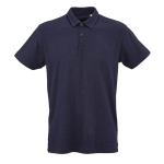 Polo de algodón orgánico unisex de manga corta 160g/m² Ipanema color azul marino vista frontal