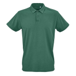 Polo de algodón orgánico unisex de manga corta 160g/m² Ipanema color verde oscuro vista frontal