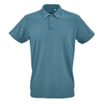 Polo de algodón orgánico unisex de manga corta 160g/m² Ipanema color azul petróleo vista frontal